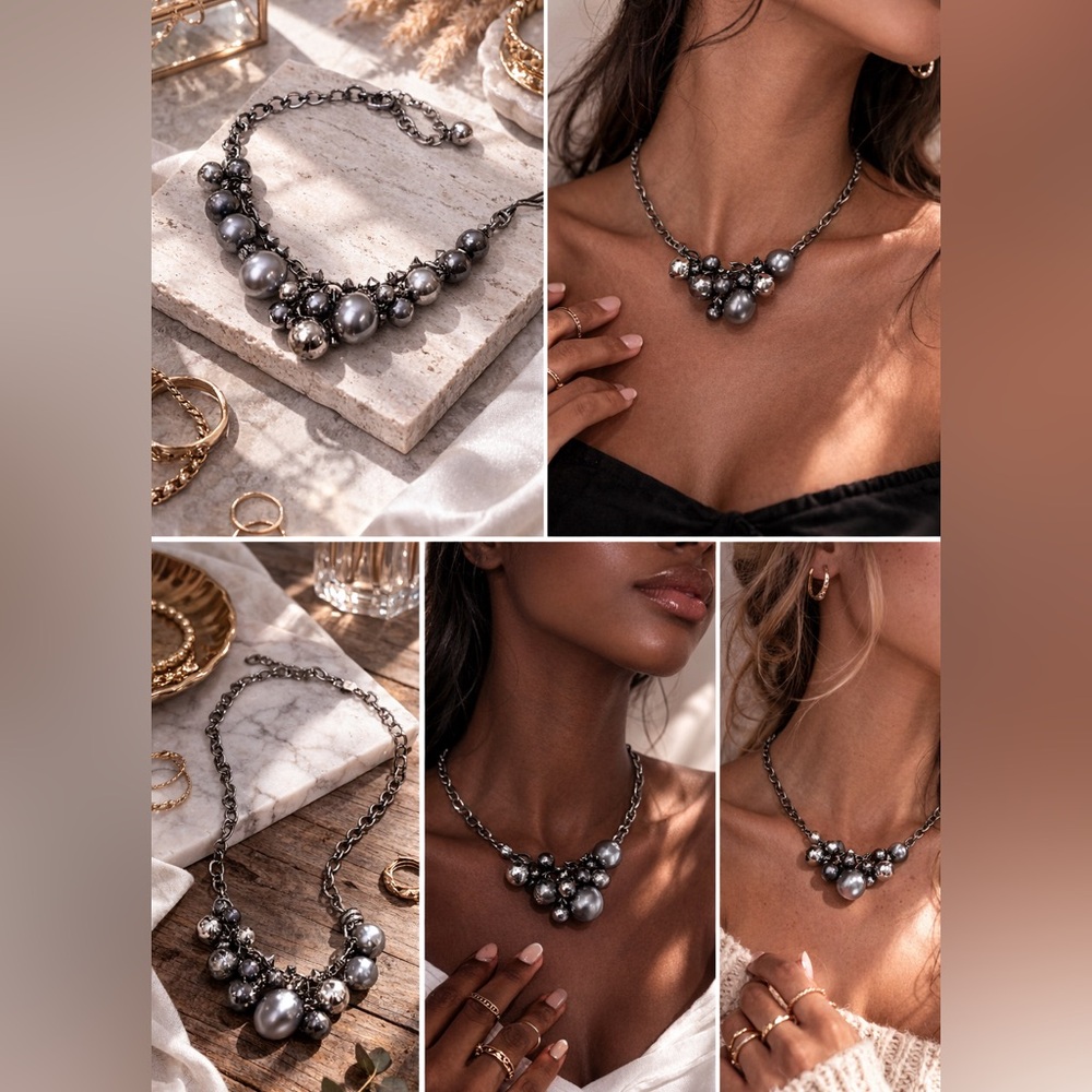 vintage gunmetal statement necklace